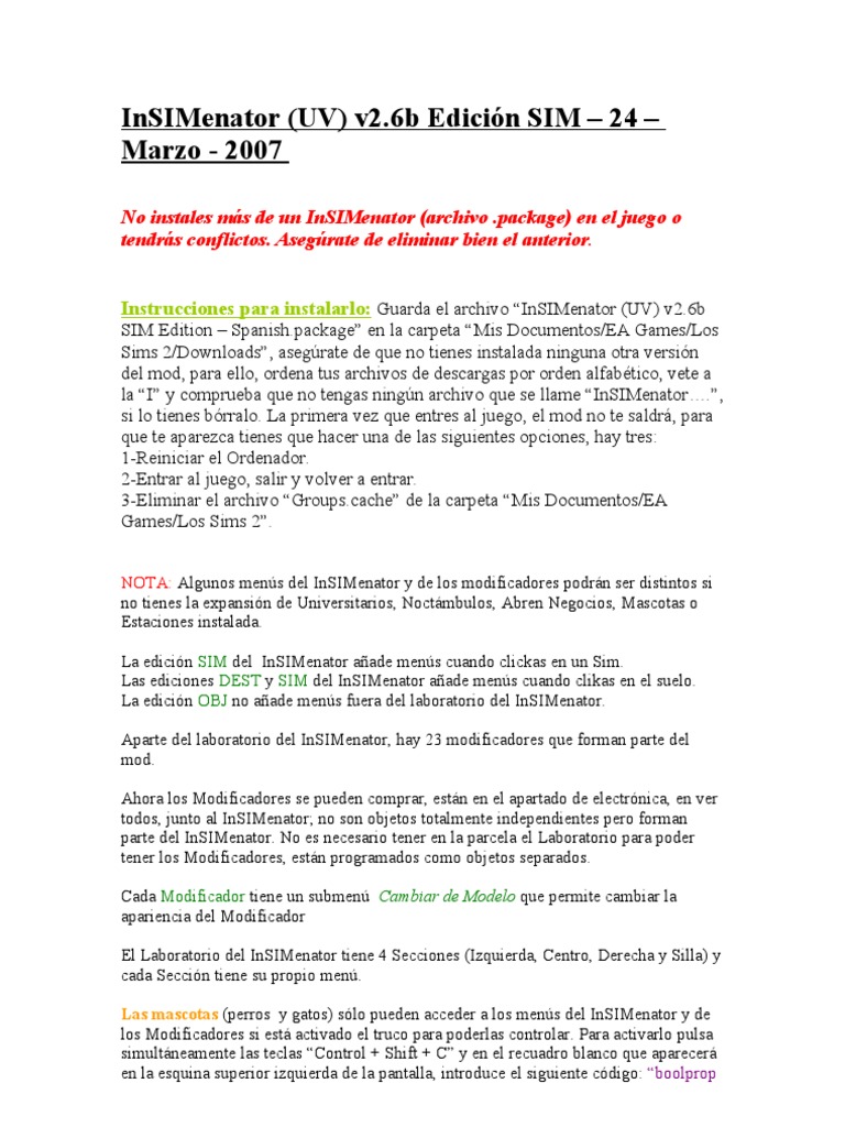 Manual Del InSIMenator - Léeme v2.6b | Descargar gratis PDF | Módulo de ...