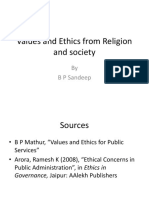 Values and Ethics From Religion