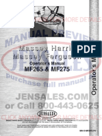 Massey Ferguson Tractor Operators Manual MH o Mf265 275