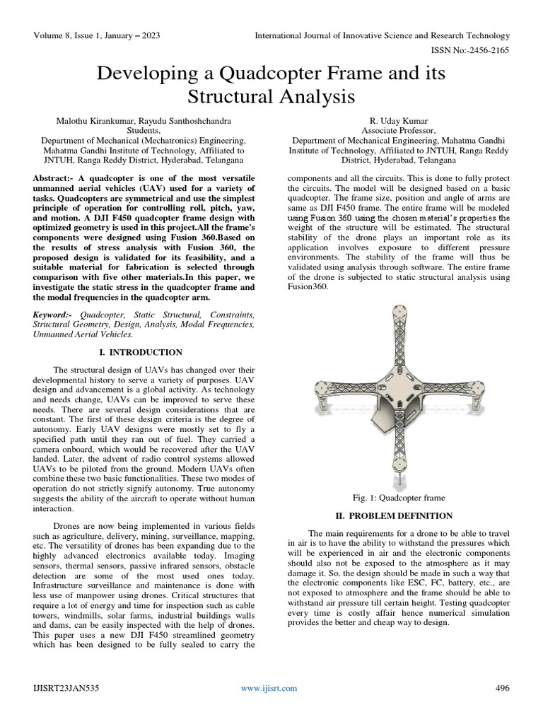 Quadcopter Frame Design and Analysis | PDF | Unmanned Aerial Vehicle ...