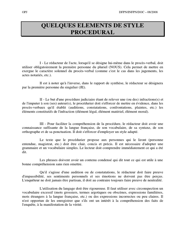Exemple de Style Procédural | PDF | Perquisition | Nombre grammatical