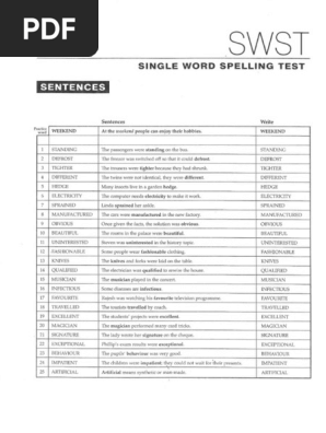Spelling Test I