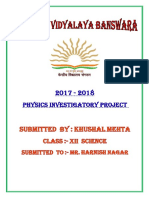 Physics Investigatory Project