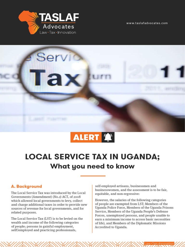 Local Service Tax in Uganda Alert PDF Taxes Taxation