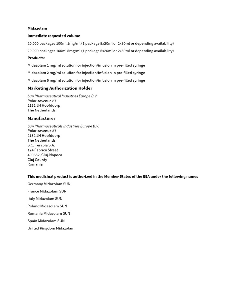 Midazolam Sun Pharma | PDF