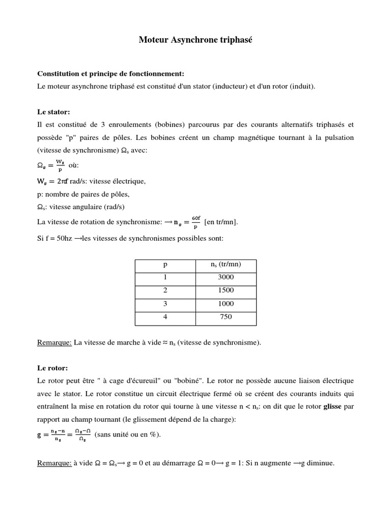 Schéma moteur asynchrone triphasé PDF Ingénierie mécanique — free download