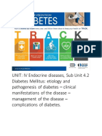 UNIT - IV Endocrine Diseases, Sub Unit 4.2 Diabetes Mellitus - Etiology and Pathogenesis of Diabetes - Clinical Manifestations of The Disease - Management of The Disease - Complications of Diabetes.