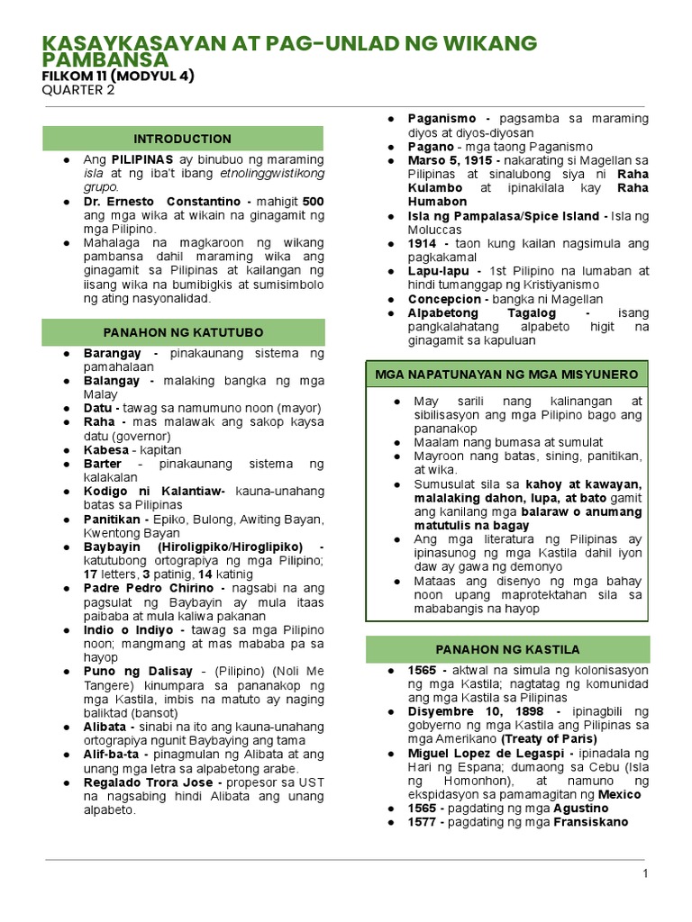 Filipino Reviewer | PDF
