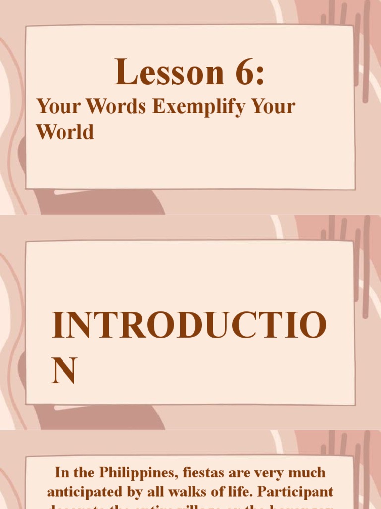 Your Words Exemplify Your World PDF Senses Lent