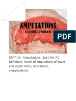 UNIT VII - Endocrine Diseases, Sub Unit 7.1, Definition, Levels of Amputation of Lower and Upper Limbs, Indications, Complications.