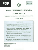 Jadual Waktu Peperiksaan STPM 2008