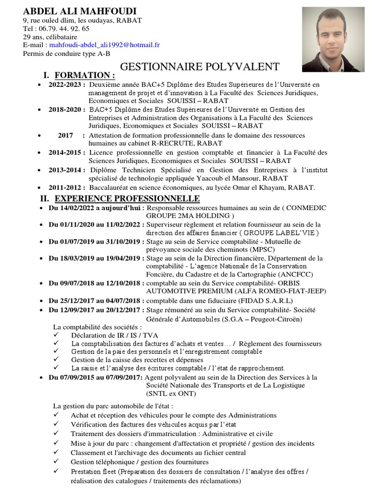 CV Comptable Junior et Expériences | PDF | Comptabilité | Services ...