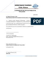 Solicitud 1 de Aprobación de Tipo de Trabajo de Titulación