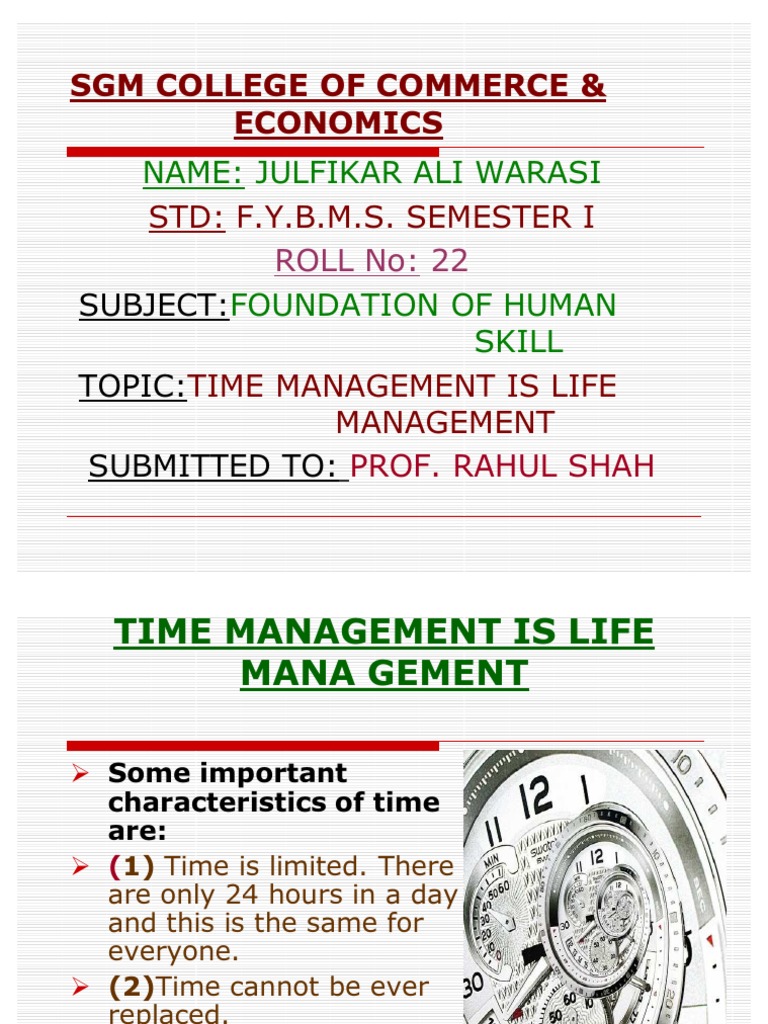 Time Management Is Life Management | PDF | Time Management ...