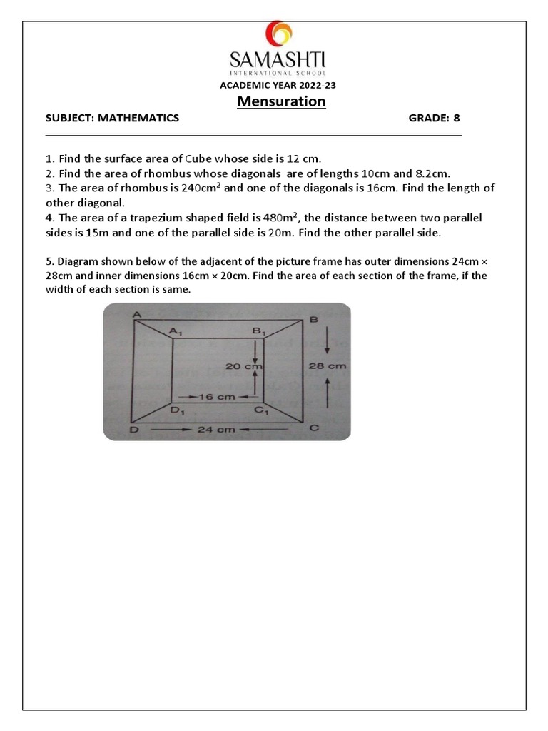7131 0 Mensurationworksheetgr8 | PDF
