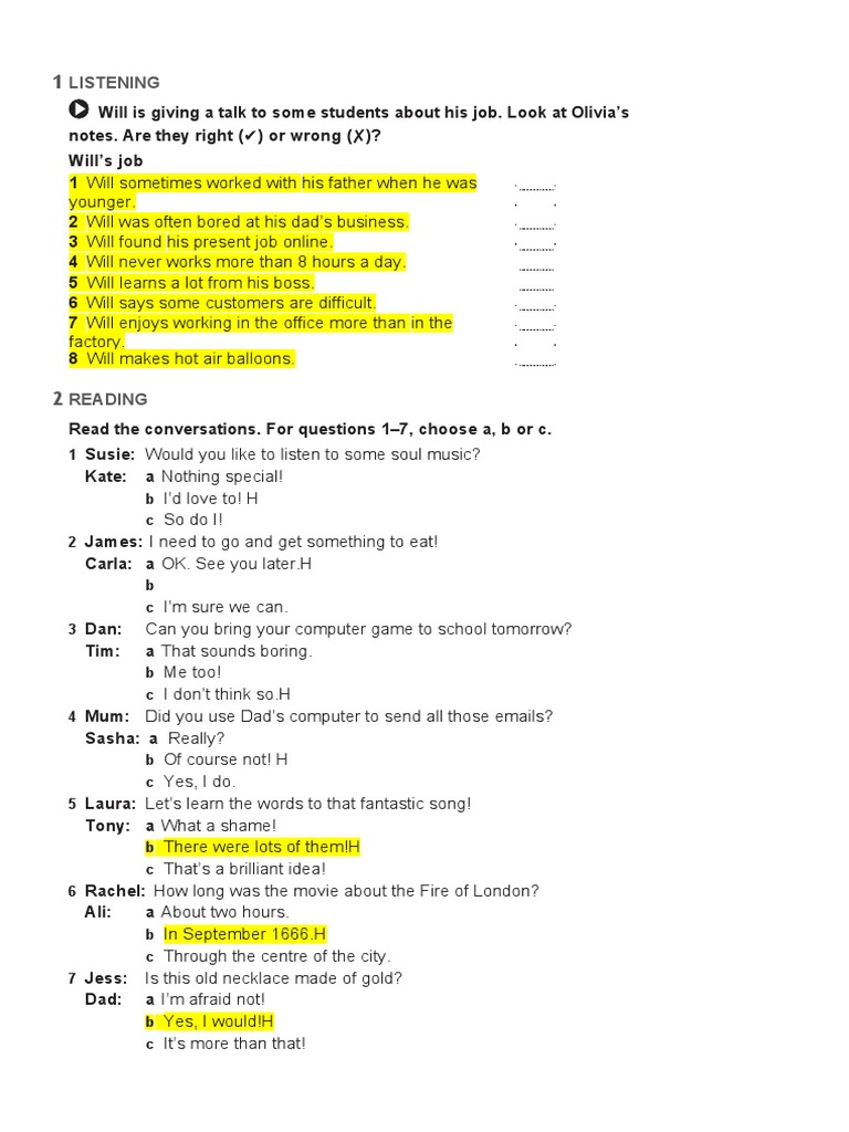 Prepare 2 Test 1 Semester 4 | PDF