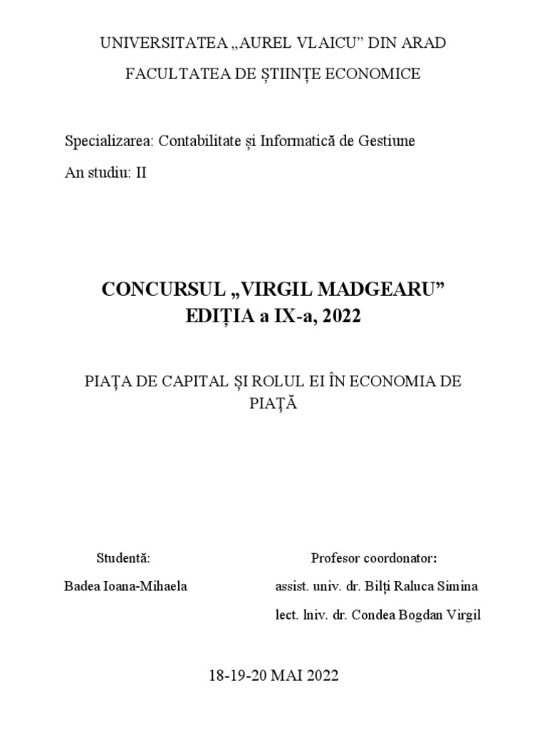 Referat Piete Financiare PDF