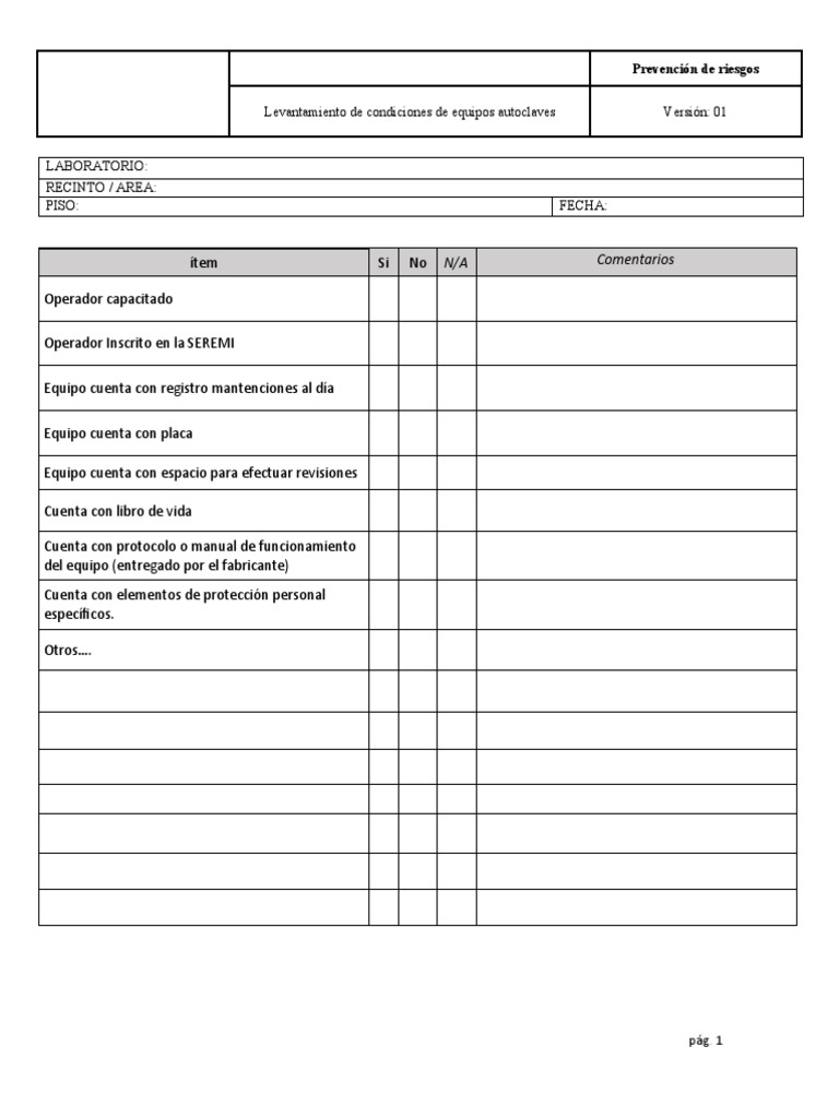 Check List Autoclave PDF