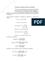 Methods of expressing the composition of Mixtures and Solutions