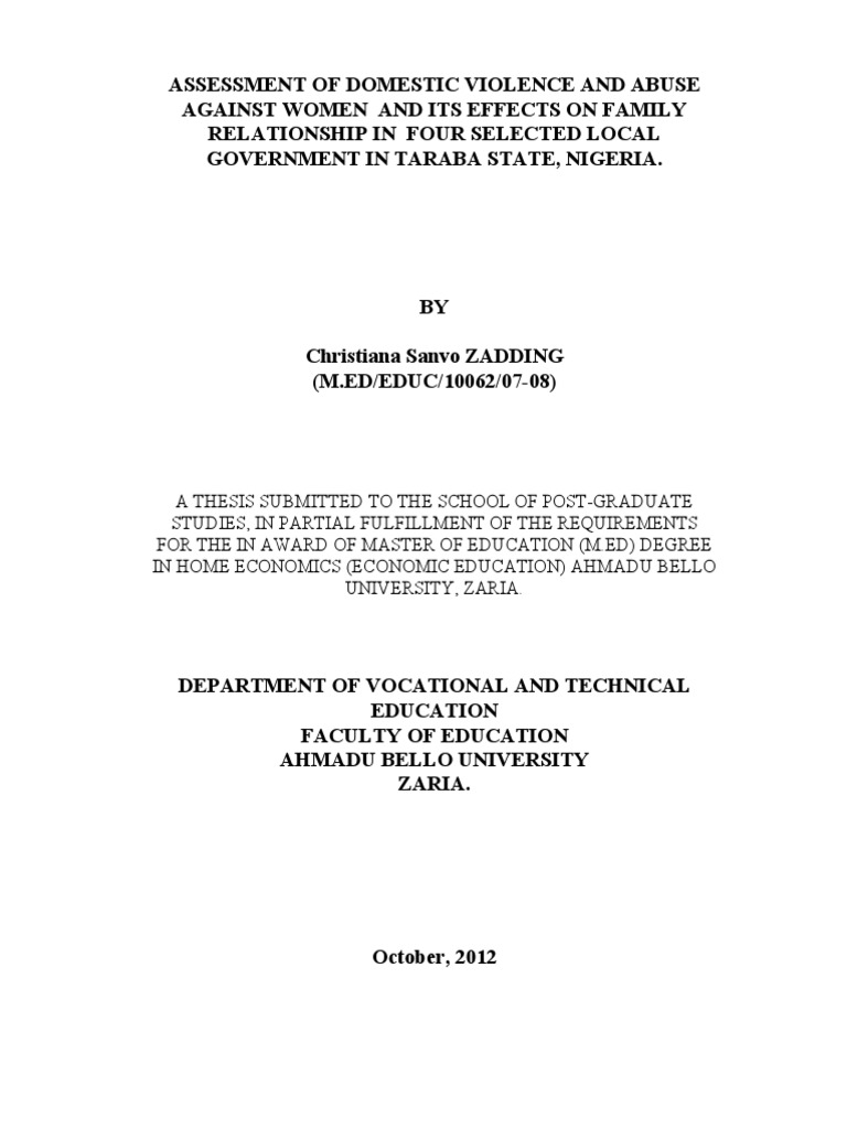 Domestic Violence and Abuse Against Women and Its Effects On Family ...