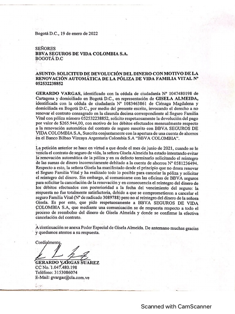 Modelo de Solicitud de Devolución Del Dinero A Un Banco o Entidad de ...