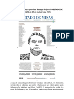 Análise da capa do jornal O ESTADO DE MINAS sobre indiciamento de Bolsonaro pela CPI da Covid