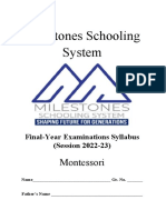 Milestones Schooling System Final-Year Examinations Syllabus (Session 2022-23