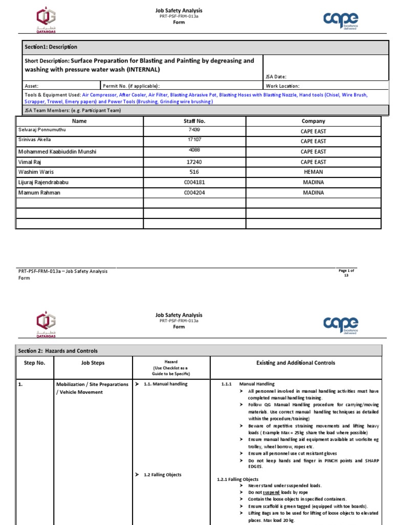 Jsa Blasting Internal PDF