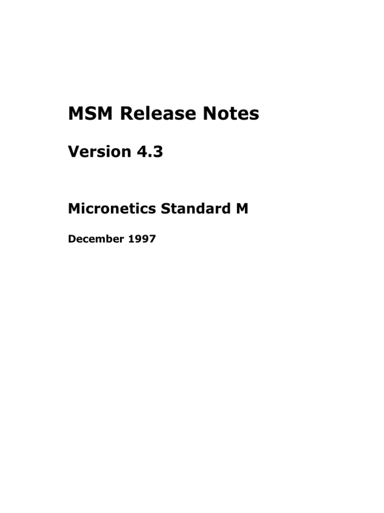 MSMRelease Notes v.4.3. 1997 PDF Microsoft Windows