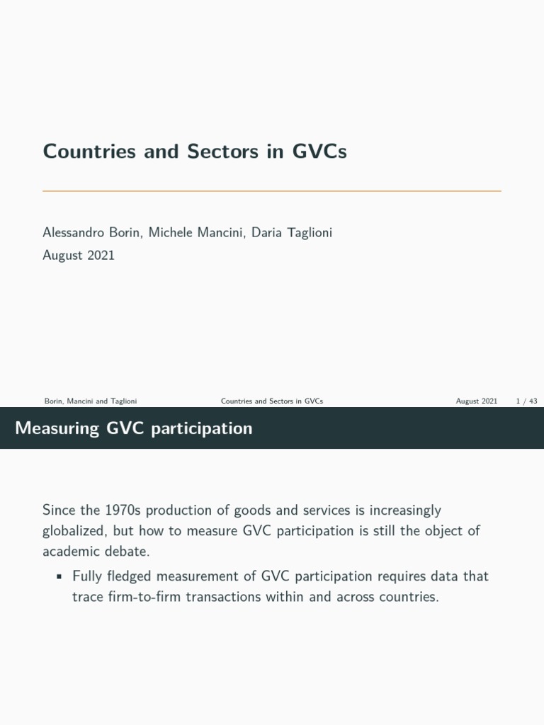 Measuring GVC Participation Dynamics | PDF | Input–Output Model ...