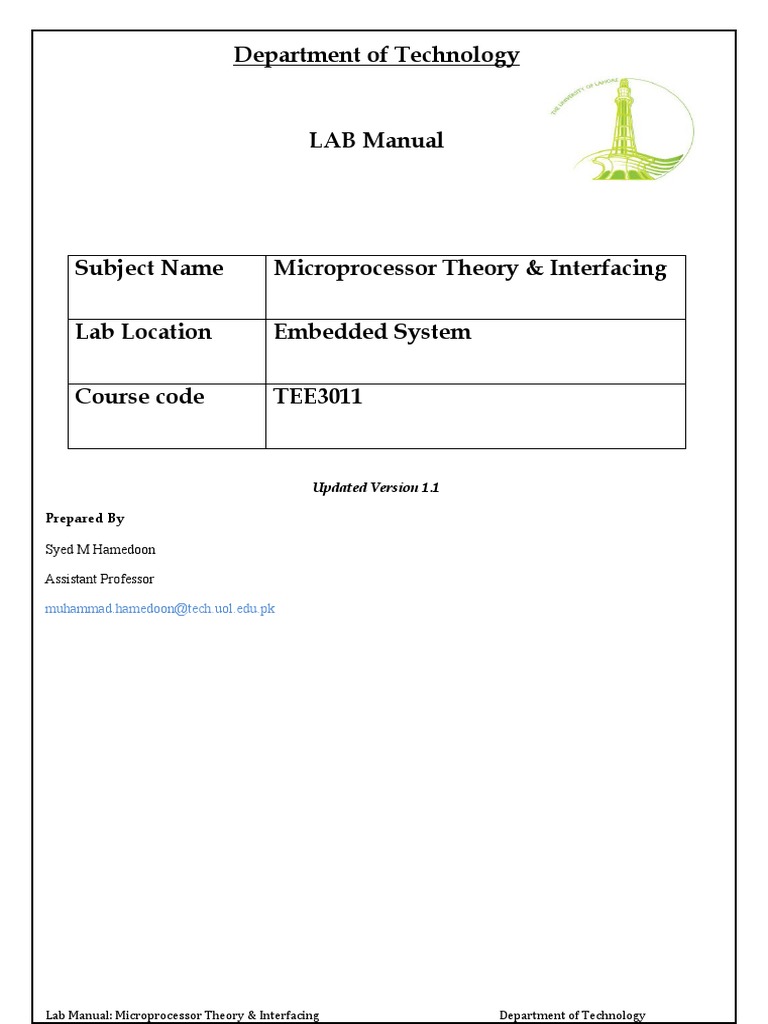 Microprocessor Lab Manual: 8051 Focus | PDF | Microcontroller ...