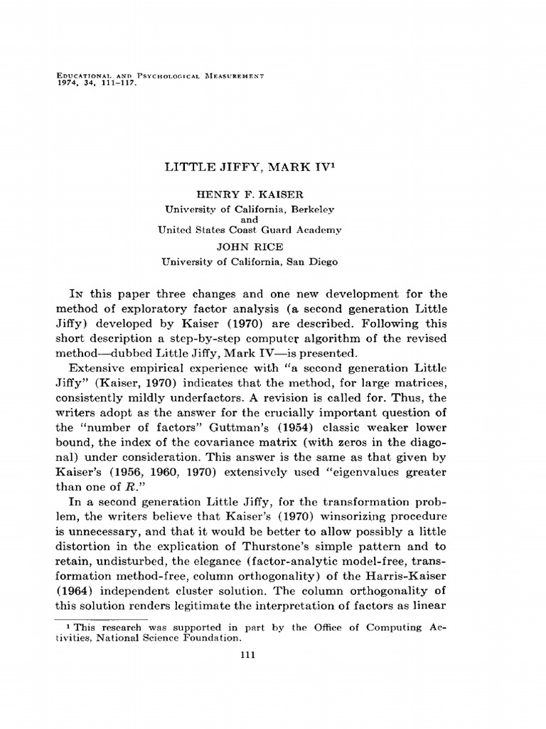 Kaiser 1974 | PDF | Matrix (Mathematics) | Eigenvalues And Eigenvectors