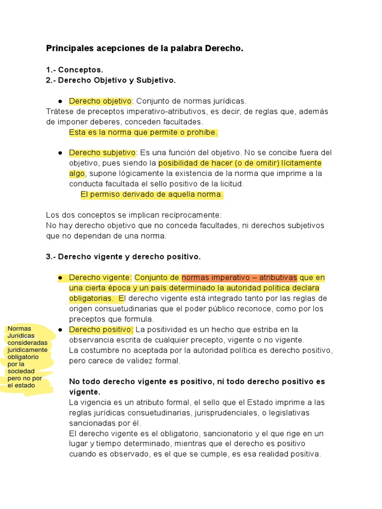 3.principales Acepciones de La Palabra Derecho PDF La Ley natural Teorías filosóficas