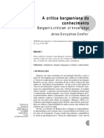 A Crítica Bergsoniana Do Conhecimento (ARTIGO) - 18p. 2001