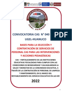 CONVOCATORIA CAS PARA CONTRATACIÓN DE PERSONAL DE LIMPIEZA Y MANTENIMIENTO EN 35 INSTITUCIONES EDUCATIVAS DE HUANUCO