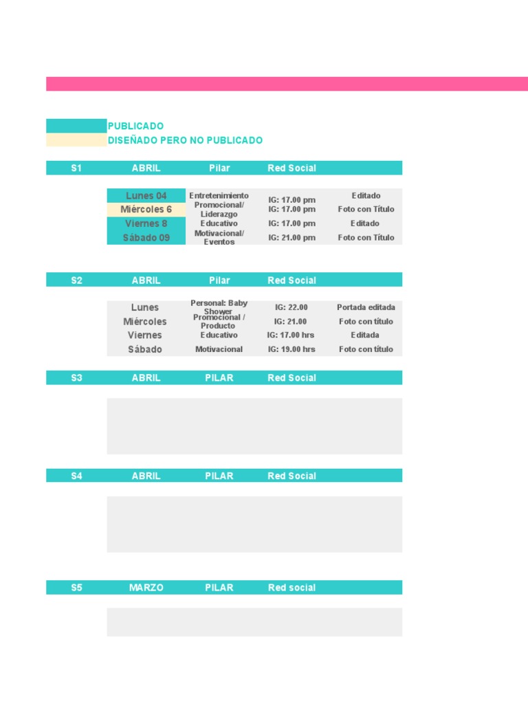 Planificación Mensual RRSS | PDF