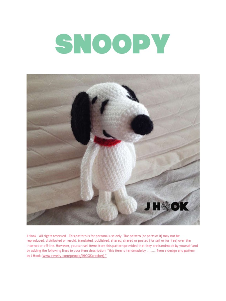 Awesome Snoopy Crochet Dog Amigurumi PDF Free Pattern PDF Crochet