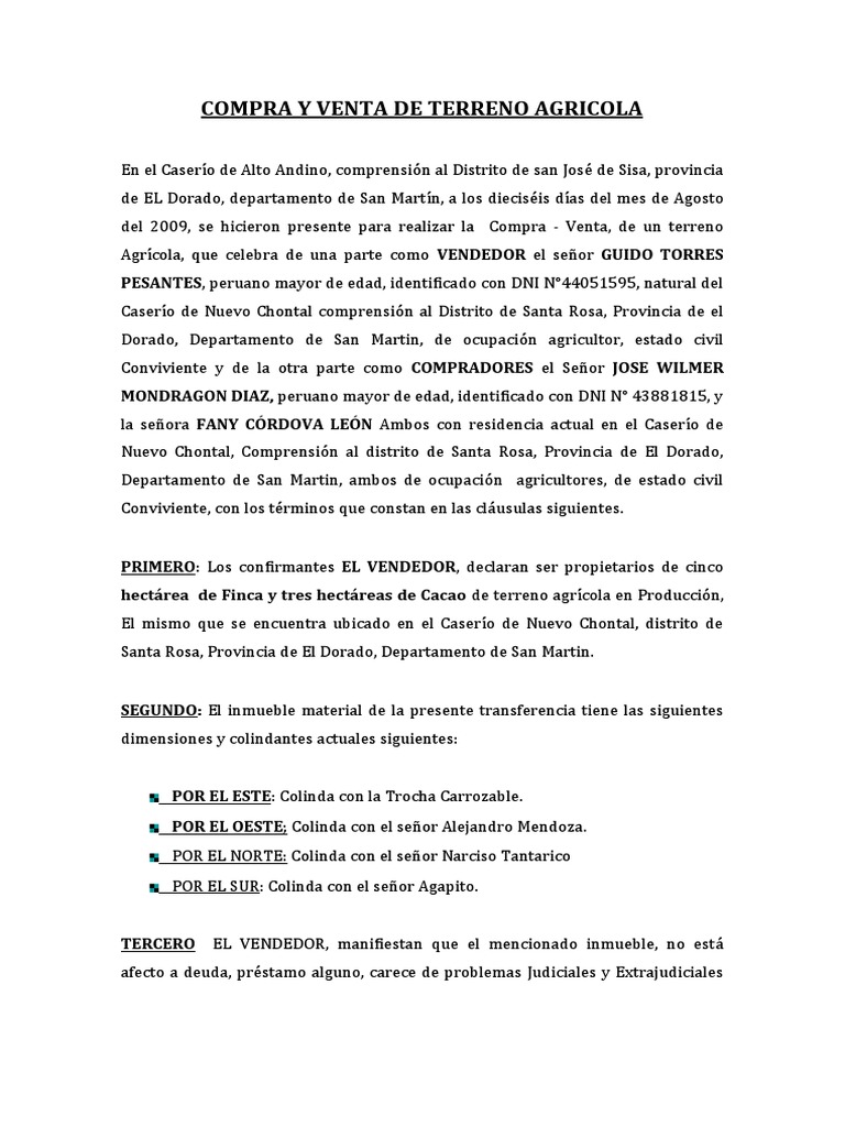 COMPRA Y VENTA DE TERRENO AGRICOL1 Jose Wilmer PDF