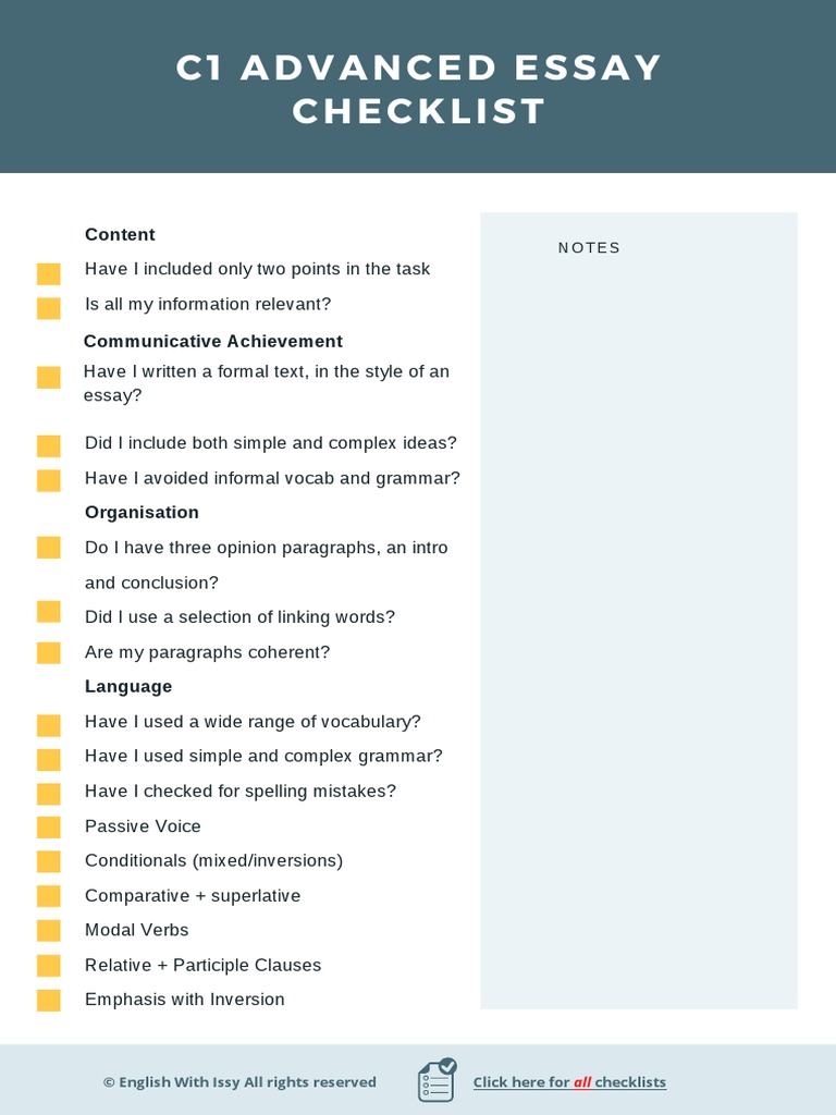 J1ABmSQlLEwHqRVOBA56 C1 Advanced Essay Checklist PDF