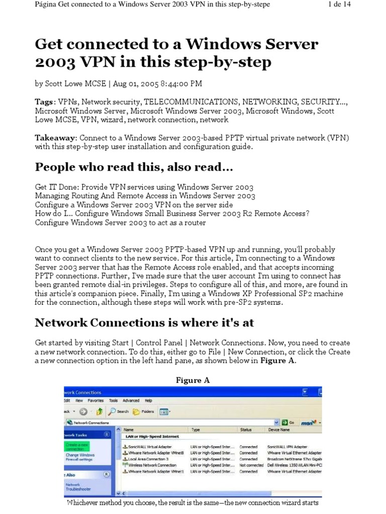 Get Connected To A Windows Server 2003 VPN in This Step-By-Step | PDF ...