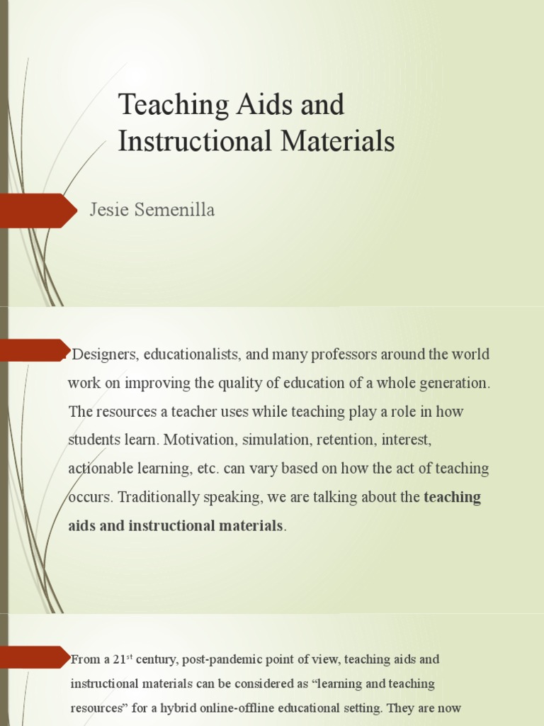 Teaching Aids and Instructional Materials Download Free PDF