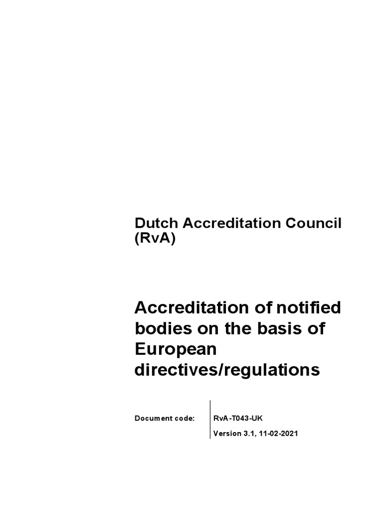 Accreditation of Notified Bodies On The Basis of European Directives