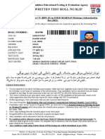 ETEA CT BPS-15 Written Test Roll No Slip