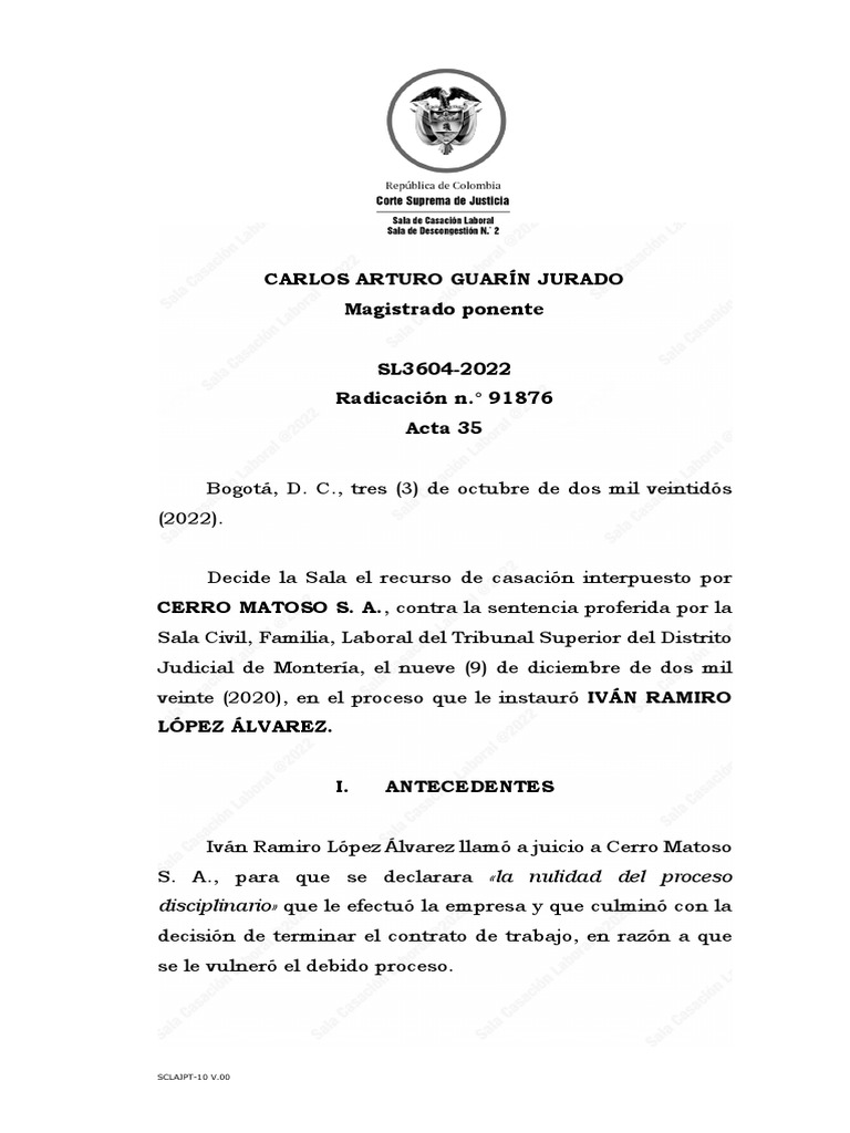 SL3604 2022 | PDF | Sentencia (ley) | Ley procesal
