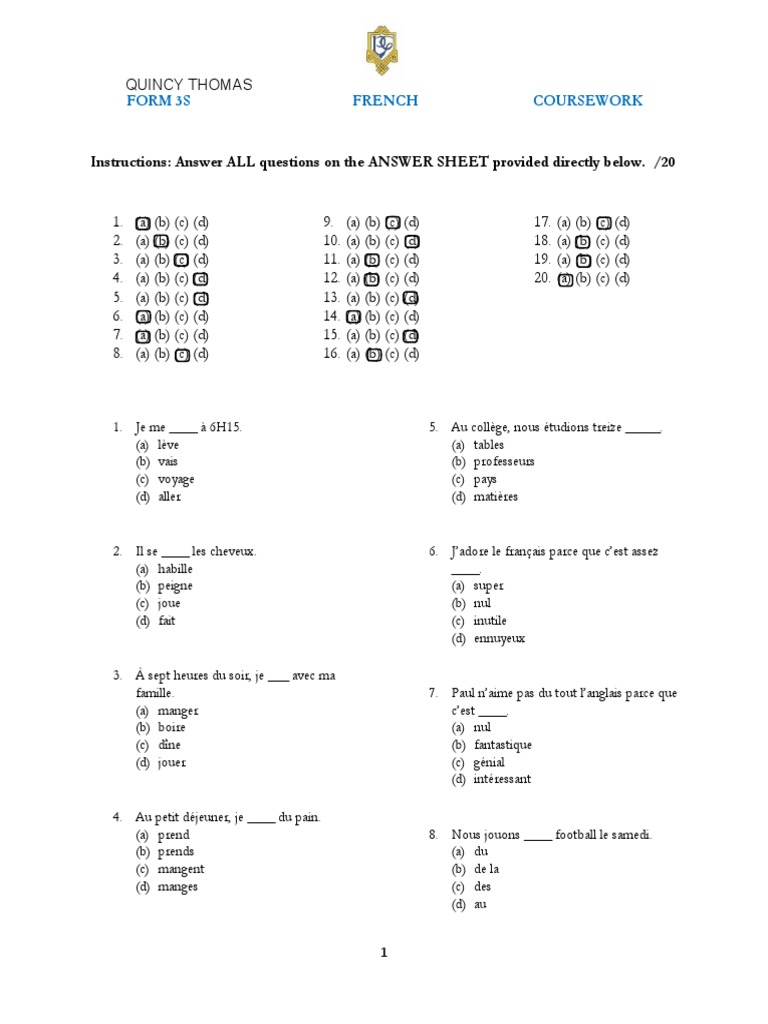 Quincy Thomas - Form 3S French Exam | PDF | Échecs | Théorie (échecs)