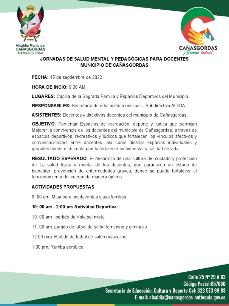 Jornada de Salud Mental para Docentes-1 | PDF | Las emociones | Salud ...