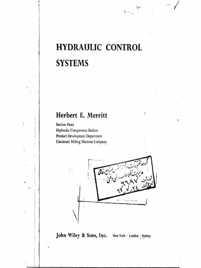 Hydraulic Control Systems by Herbert e Merritt PDF