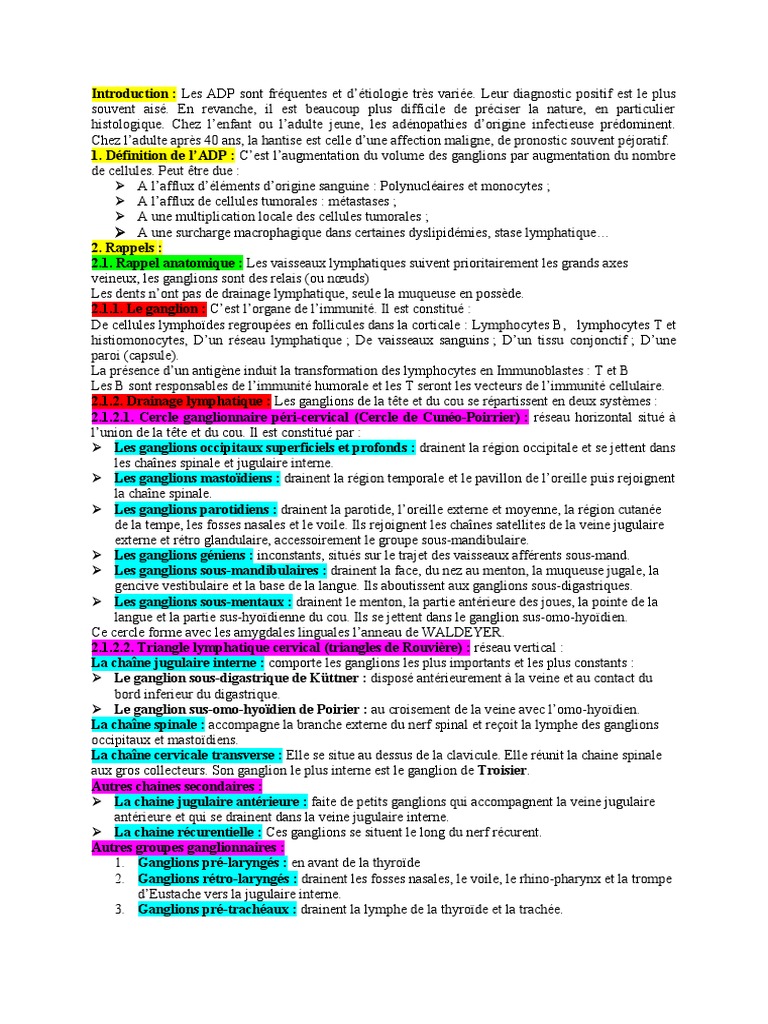Adénopathies cervicales : diagnostic et causes | PDF | Tuberculose ...