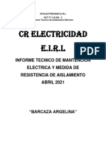 Informe Tecnico Aislacion Electrica Bza. Argelina