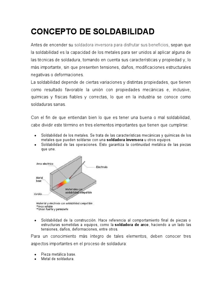Concepto de Soldabilidad | PDF